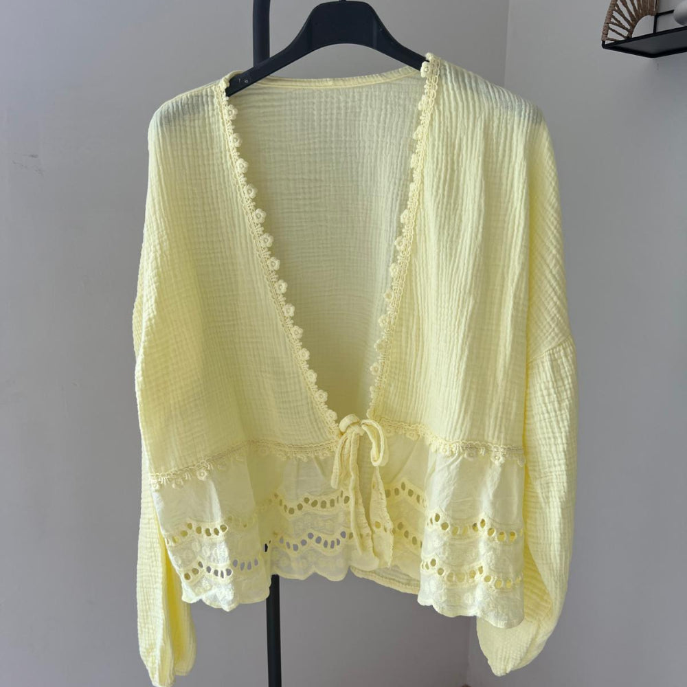 chemisier jaune gaz de coton
