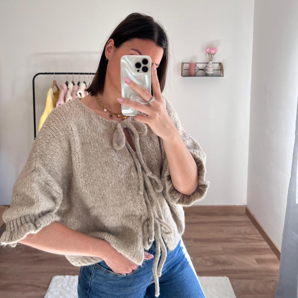 noeud-fleur-manche-coton-beige-pull