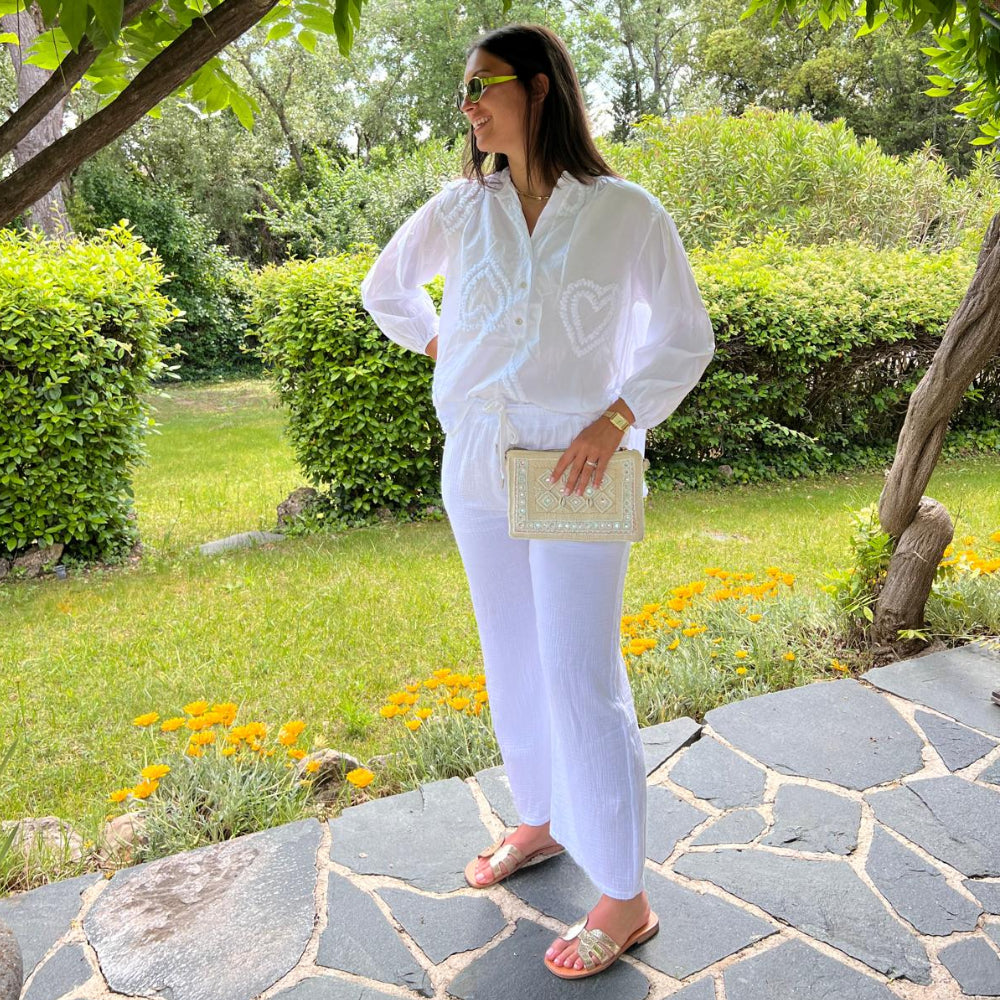 gaze-de-coton-blanc-pantalon
