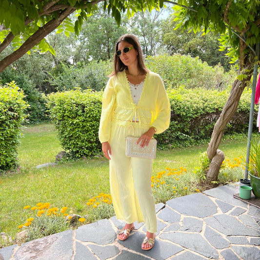 gaz de coton jaune soleil 